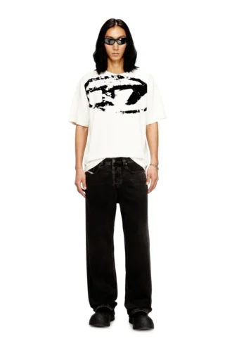 t-boxt-n14 T-Shirt mit Distressed-Flock-Logo