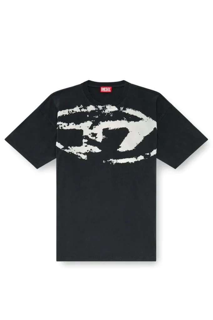t-boxt-n14 T-Shirt mit Distressed-Flock-Logo