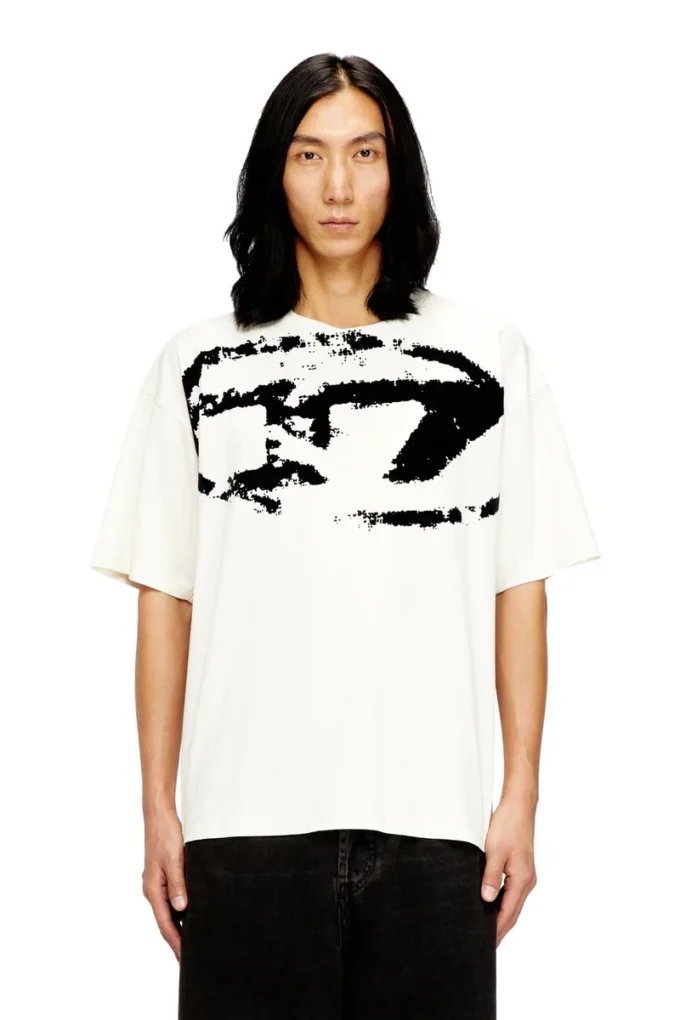 t-boxt-n14 T-Shirt mit Distressed-Flock-Logo t-boxt-n14 T-Shirt mit Distressed-Flock-Logo