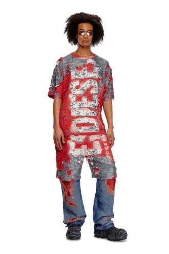 t-boxt-peel Logo-T-Shirt aus Destroyed-Jersey