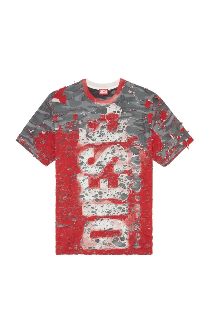 t-boxt-peel Logo-T-Shirt aus Destroyed-Jersey t-boxt-peel Logo-T-Shirt aus Destroyed-Jersey