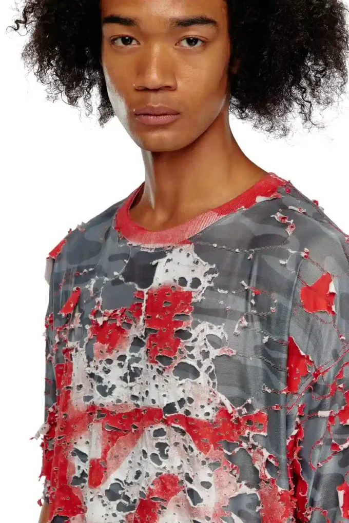 t-boxt-peel Logo-T-Shirt aus Destroyed-Jersey t-boxt-peel Logo-T-Shirt aus Destroyed-Jersey