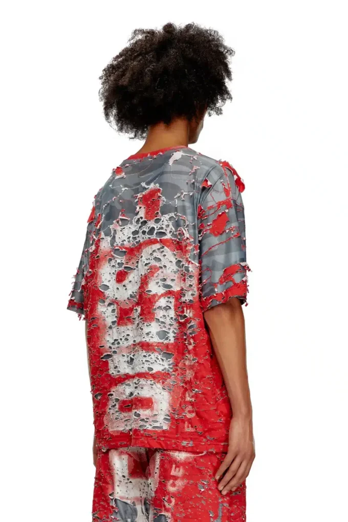 t-boxt-peel Logo-T-Shirt aus Destroyed-Jersey t-boxt-peel Logo-T-Shirt aus Destroyed-Jersey