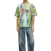t-boxt-r13 T-Shirt mit Trompe-l’œil-Print in Cracked-Optik