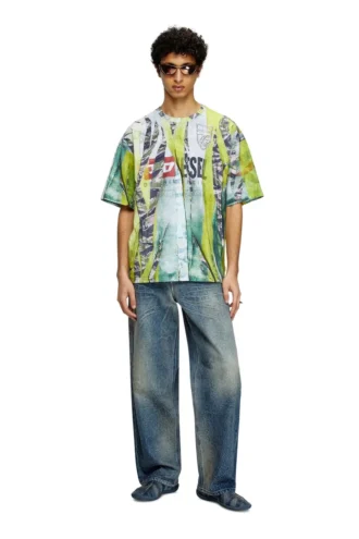t-boxt-r13 T-Shirt mit Trompe-l’œil-Print in Cracked-Optik