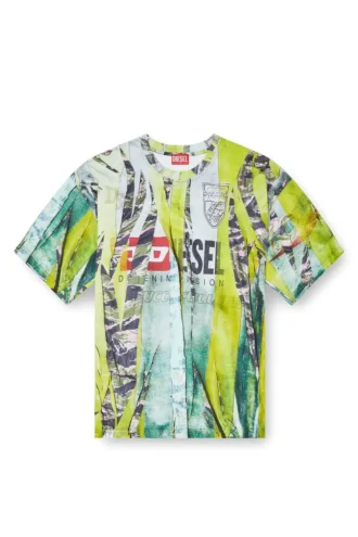 t-boxt-r13 T-Shirt mit Trompe-l’œil-Print in Cracked-Optik