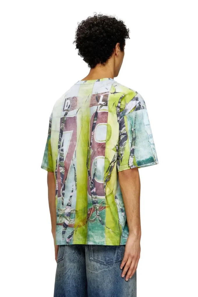 t-boxt-r13 T-Shirt mit Trompe-l’œil-Print in Cracked-Optik