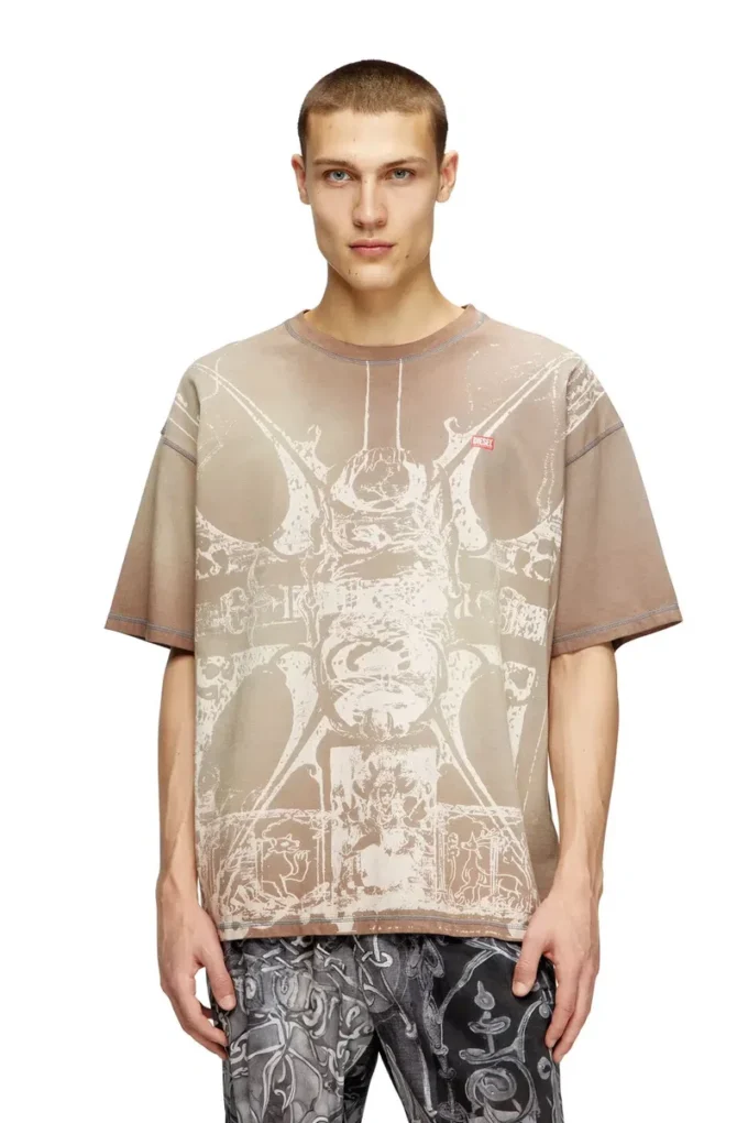 t-boxt-t13 T-Shirt mit tonalem mittelalterlichem Aufdruck t-boxt-t13 T-Shirt mit tonalem mittelalterlichem Aufdruck