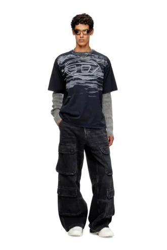 t-boxt-t5 Baumwoll-T-Shirt mit ovalem D-Print