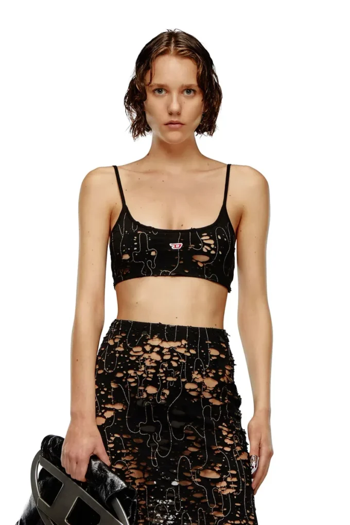 t-bra-dev Tüll-BH-Top mit Destroyed-Jersey