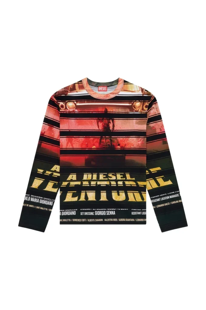 t-craneup-ls T-Shirt mit gestreiftem Filmdruck t-craneup-ls T-Shirt mit gestreiftem Filmdruck