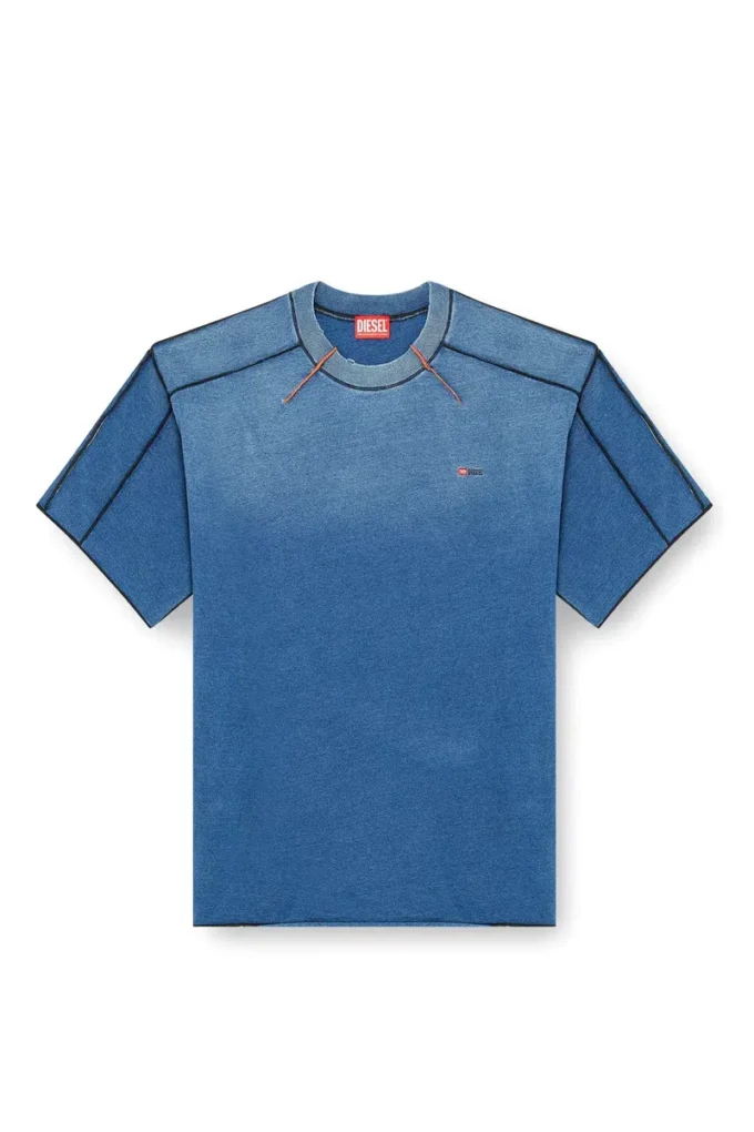 t-craoxt Baumwoll-T-Shirt mit kontrastierenden Overlock-Nähten
