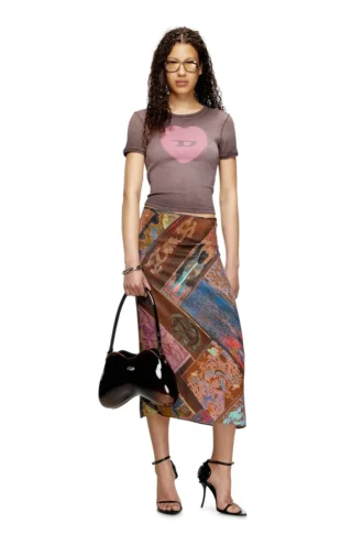 t-ele Geripptes T-Shirt mit Wasserfarben-Herz D