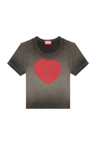 t-ele Geripptes T-Shirt mit Wasserfarben-Herz D