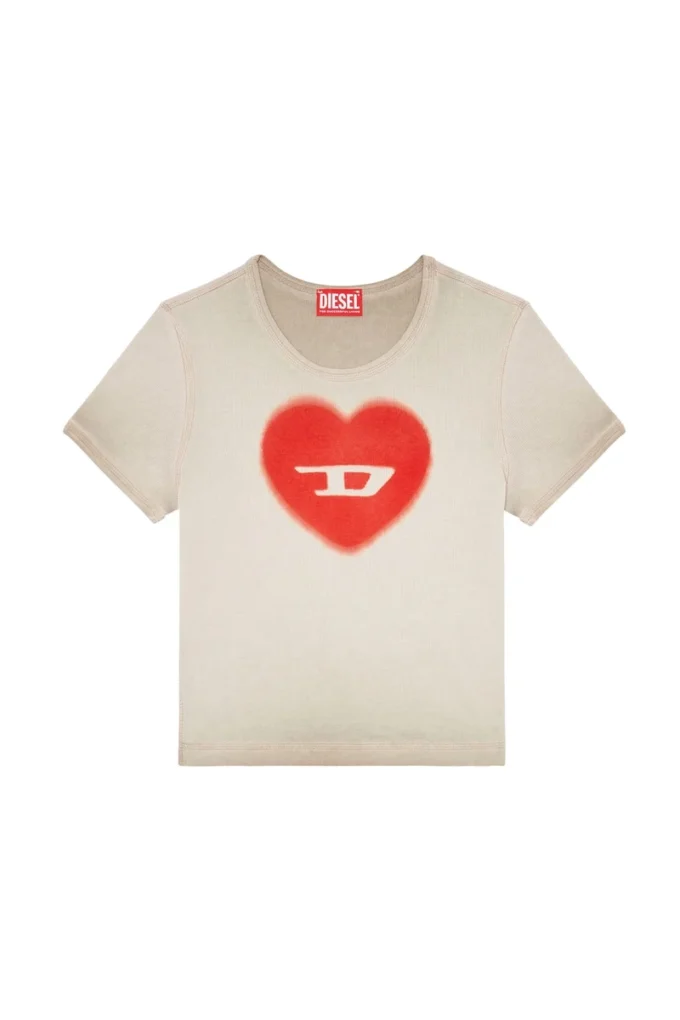 t-ele Geripptes T-Shirt mit Wasserfarben-Herz D t-ele Geripptes T-Shirt mit Wasserfarben-Herz D