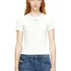 t-ele-long-od Schmal geschnittenes, geripptes T-Shirt mit metallischem Oval D