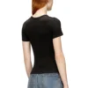 t-ele-long-od Schmal geschnittenes, geripptes T-Shirt mit metallischem Oval D