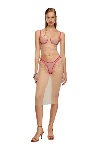 t-hailyna Gerafftes Mesh-Oberteil mit Einfassung