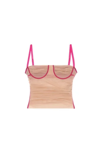 t-hailyna Gerafftes Mesh-Oberteil mit Einfassung