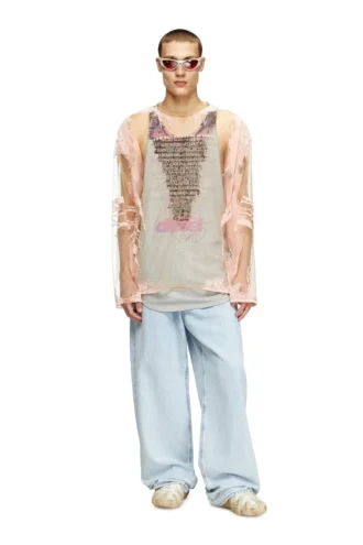 t-hassan-ls-a Langärmliges Nylon-T-Shirt mit Songtext-Print