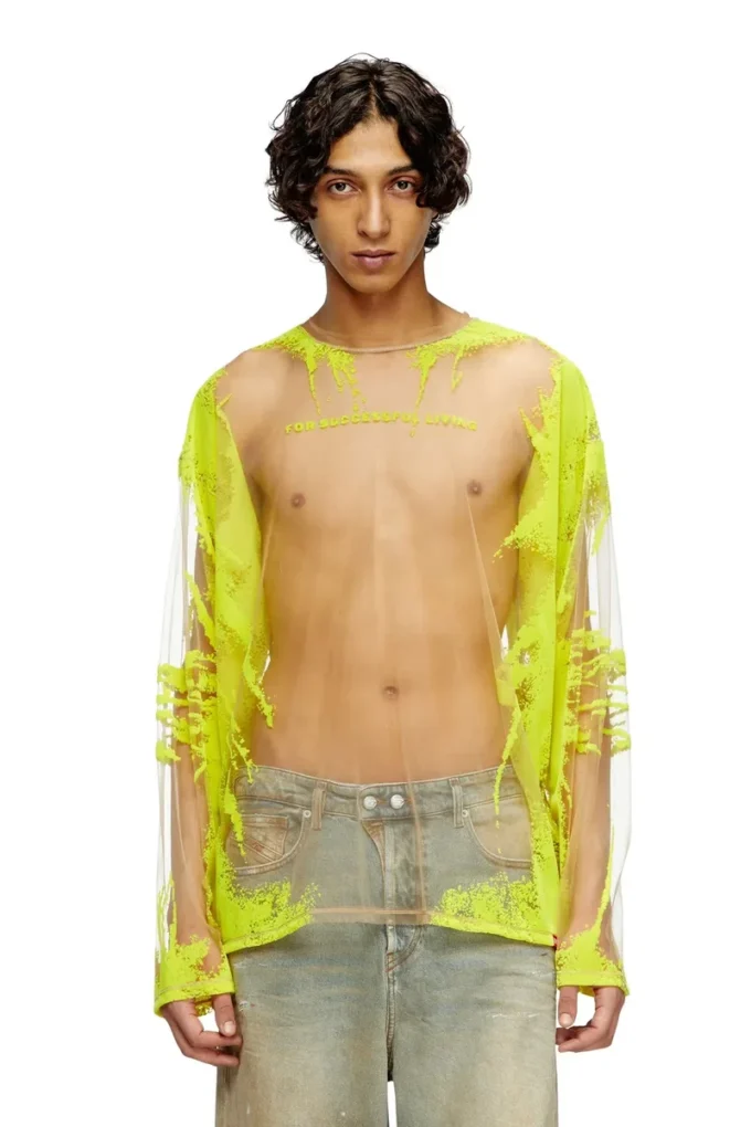 t-hassan-ls-a Langärmliges Nylon-T-Shirt mit Songtext-Print