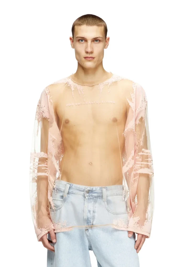 t-hassan-ls-a Langärmliges Nylon-T-Shirt mit Songtext-Print