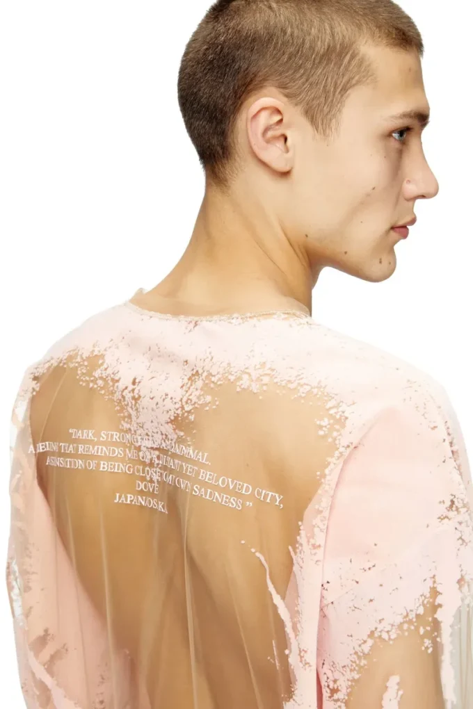 t-hassan-ls-a Langärmliges Nylon-T-Shirt mit Songtext-Print