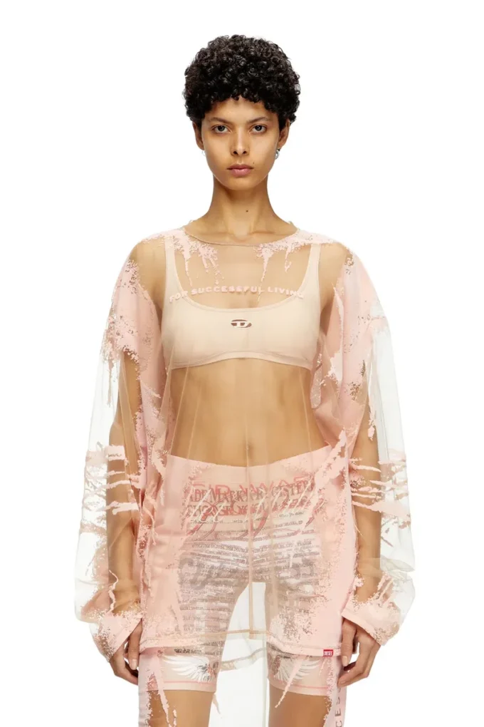 t-hassan-ls-a Langärmliges Nylon-T-Shirt mit Songtext-Print