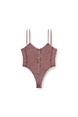 t-ley String-Body aus marmoriertem Rippjersey