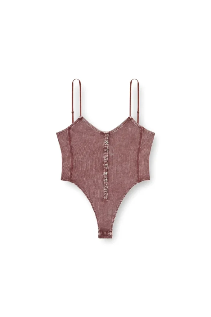 t-ley String-Body aus marmoriertem Rippjersey