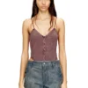 t-ley String-Body aus marmoriertem Rippjersey