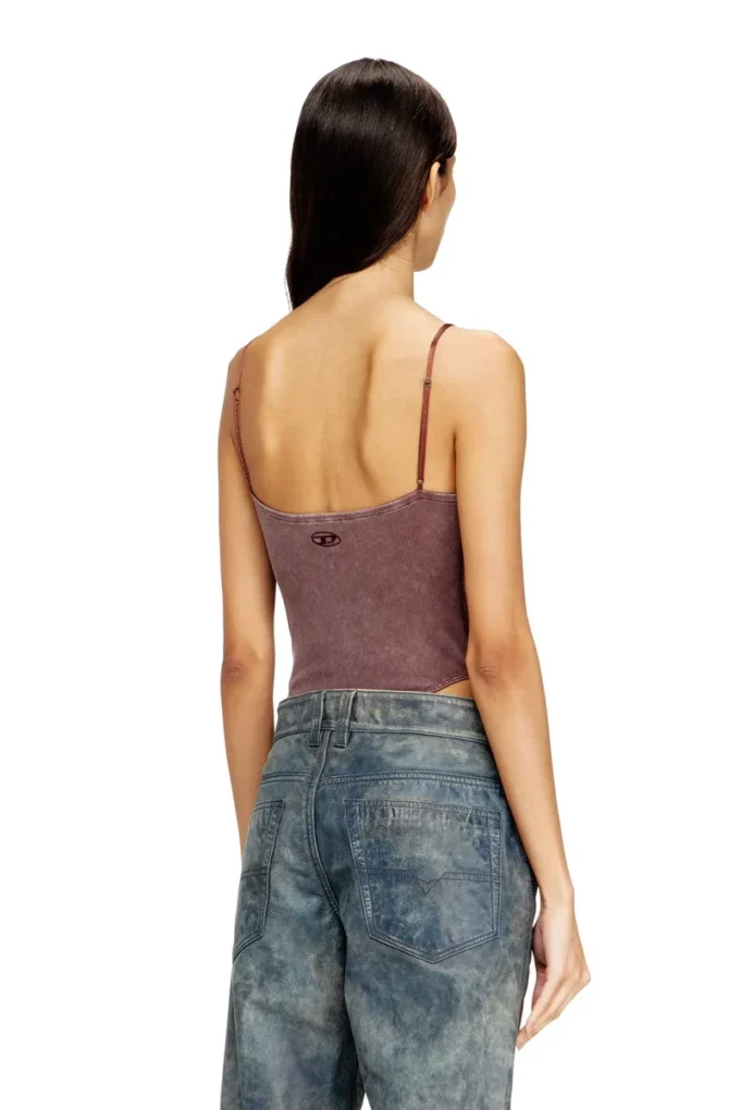 t-ley String-Body aus marmoriertem Rippjersey