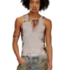 t-lifty-burn-art Tüll-Tanktop mit brennendem Plastikdruck
