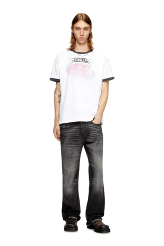 t-norm-cuff Baumwoll-T-Shirt mit Digitaldruck
