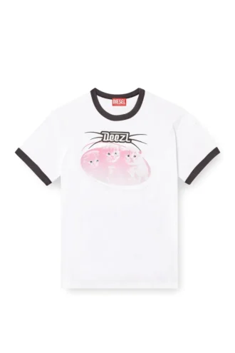 t-norm-cuff Baumwoll-T-Shirt mit Digitaldruck