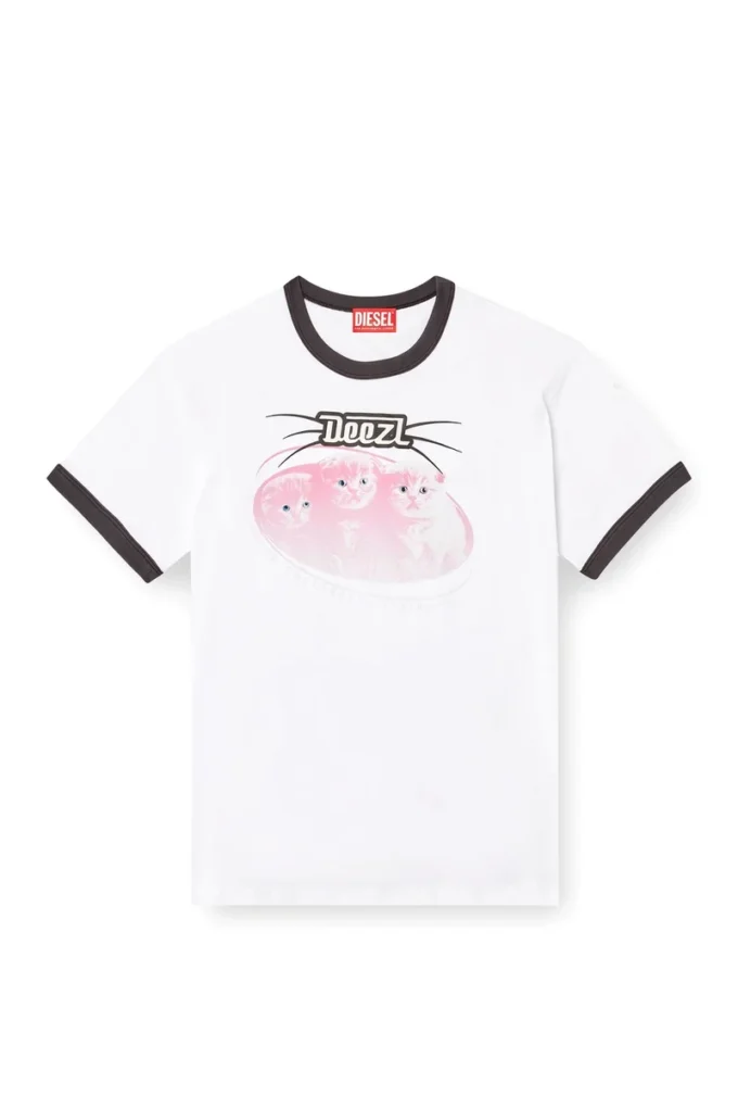 t-norm-cuff Baumwoll-T-Shirt mit Digitaldruck