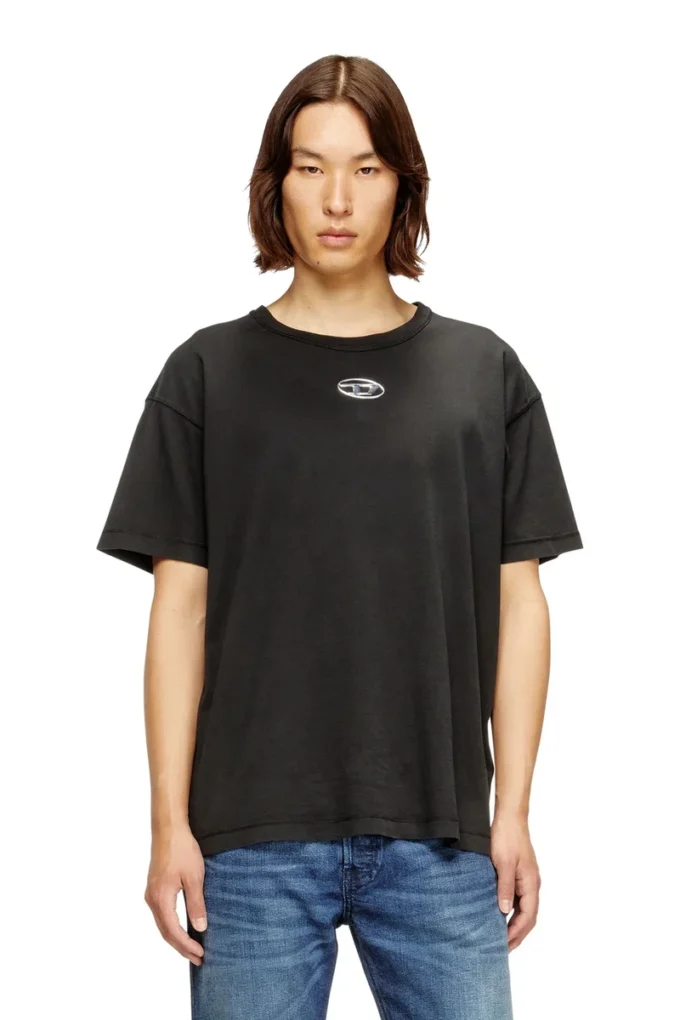 t-norm-iod Leichtes Baumwoll-T-Shirt mit metallischem Oval D-Logo