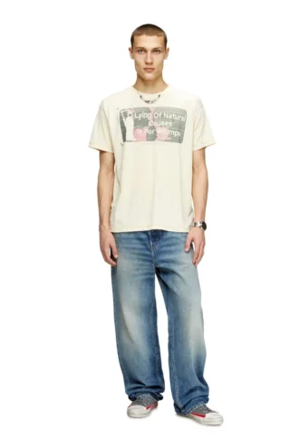 t-norm-t2 Slogan-T-Shirt mit Burnout-Waschung