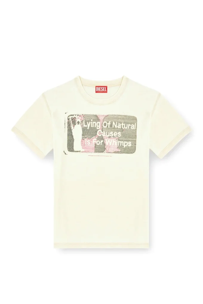 t-norm-t2 Slogan-T-Shirt mit Burnout-Waschung