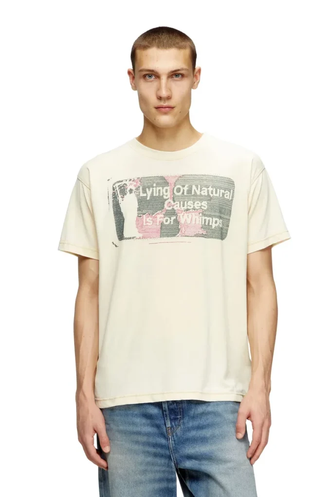 t-norm-t2 Slogan-T-Shirt mit Burnout-Waschung