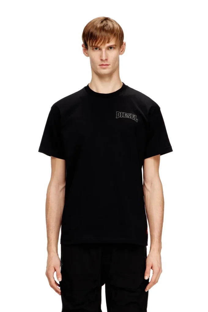 t-norm-v16 Klassisches Baumwoll-T-Shirt mit Diesel-Stickerei t-norm-v16 Klassisches Baumwoll-T-Shirt mit Diesel-Stickerei