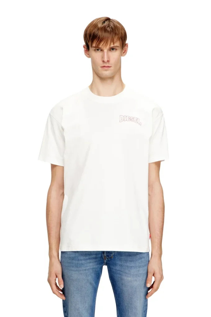 t-norm-v16 Klassisches Baumwoll-T-Shirt mit Diesel-Stickerei t-norm-v16 Klassisches Baumwoll-T-Shirt mit Diesel-Stickerei