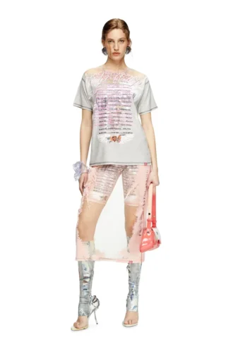 t-normac T-Shirt mit Rundhalsausschnitt und Songtext-Print