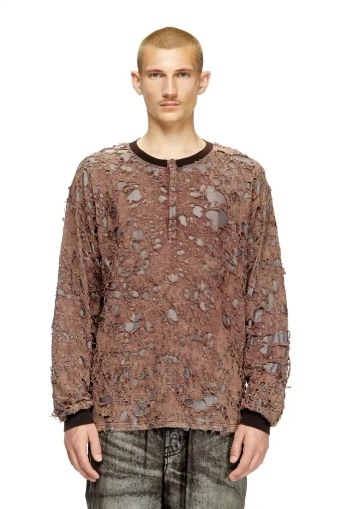 t-overt Langarm-T-Shirt aus Destroyed-Jersey