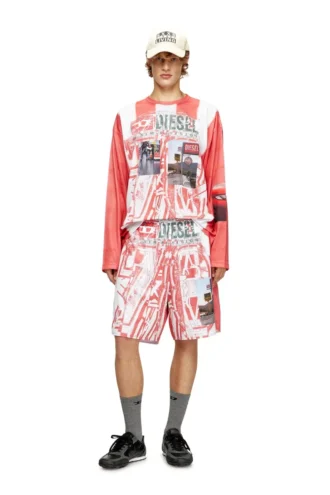 t-ruby Gestreiftes Langarm-T-Shirt mit Foto-Patches