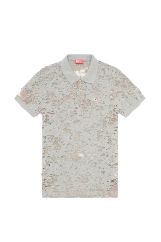 t-smith-devor Tüll-Poloshirt mit Destroyed-Jersey