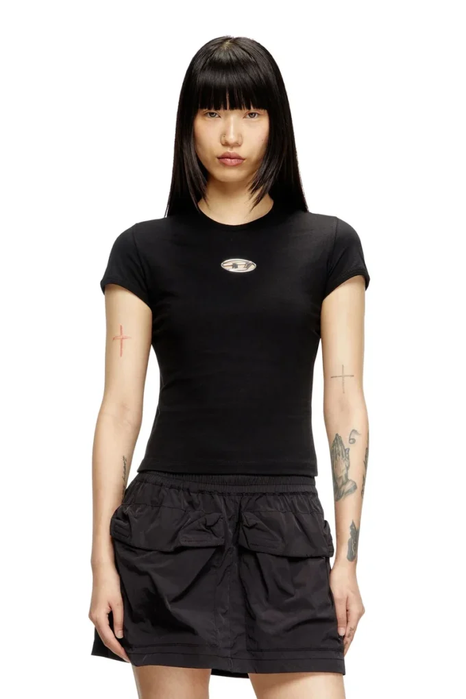 t-uncutie-long-od-q1 Slim Fit T-Shirt mit Cut-Out Oval D