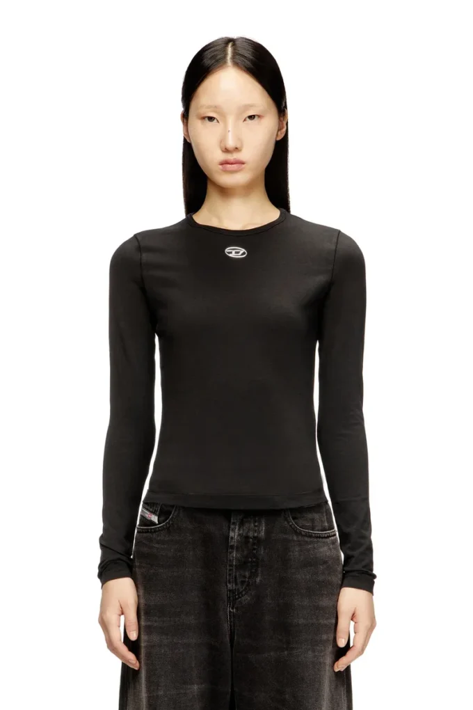 t-uncutieslong-ls-od Baumwollpullover mit ovalem D-Logo