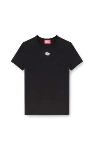 t-uncutieslong-od Slim-Fit-T-Shirt mit metallischem ovalem D