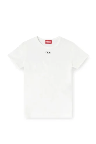 t-uncutieslong-od Slim-Fit-T-Shirt mit metallischem ovalem D